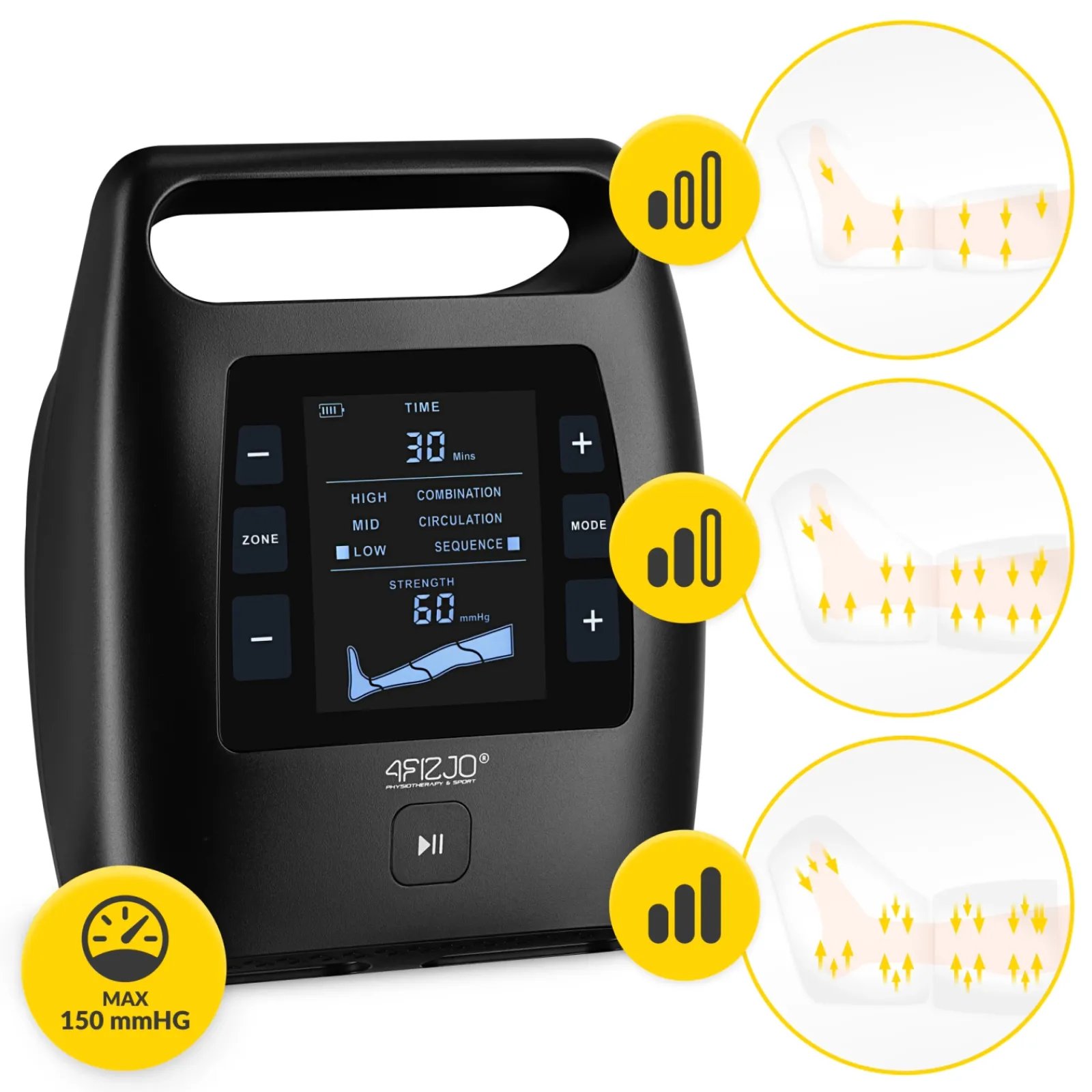 4FIZJO Aparat do drenażu limfatycznego Air Compression Therapy System ACTIVE C4 rozm. uniwersalny Clearance