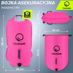 4FIZJO Bojka asekuracyjna do pływania z suchą kieszenią 2w1 TSUNAMI różowa New