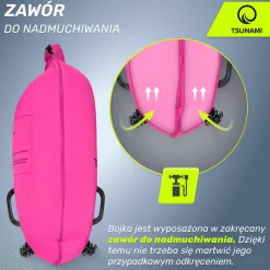 4FIZJO Bojka asekuracyjna do pływania z suchą kieszenią 2w1 TSUNAMI różowa New