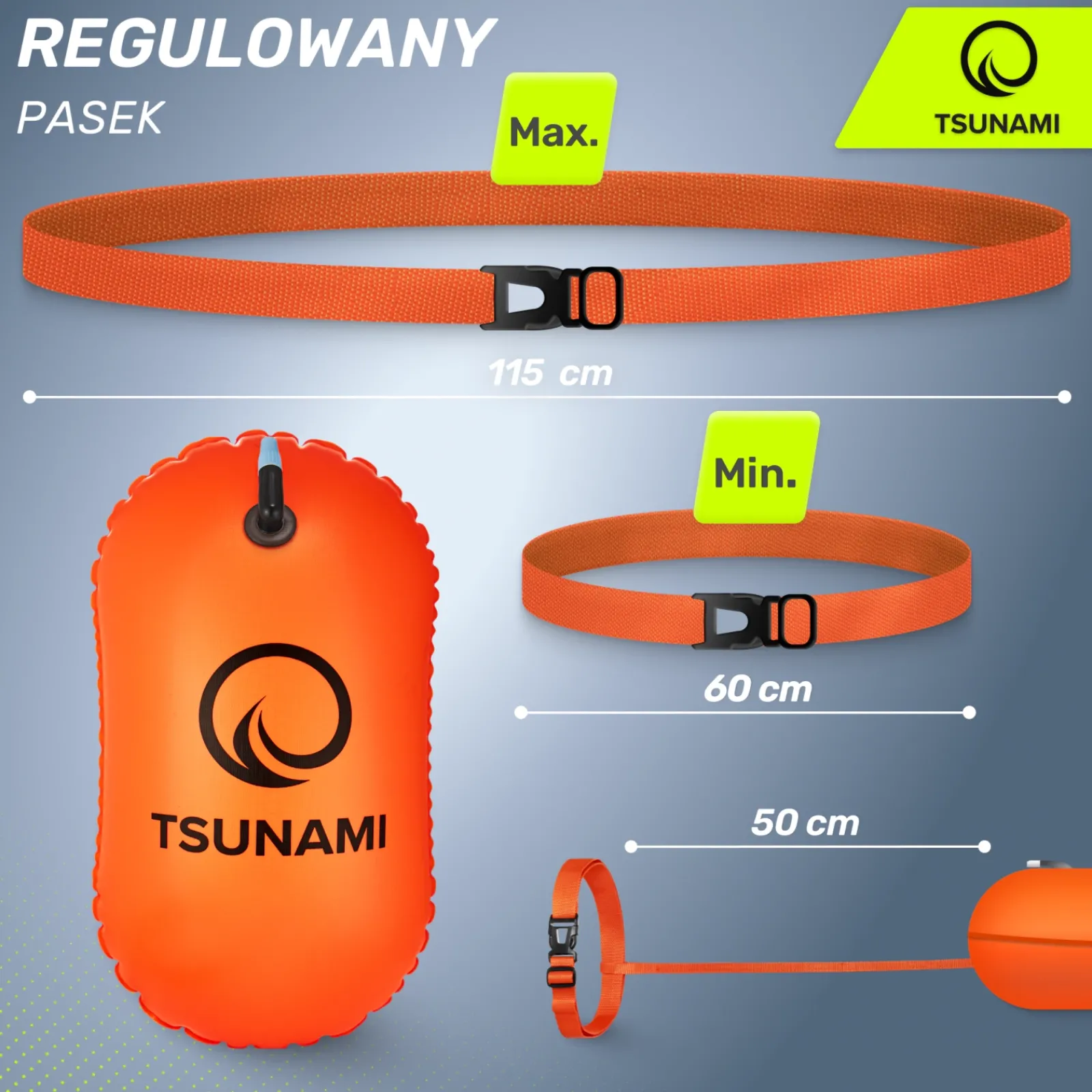 4FIZJO Bojka asekuracyjna do pływania dmuchana TSUNAMI pomarańczowa Discount