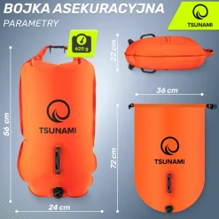 4FIZJO Bojka asekuracyjna do pływania z suchą kieszenią 2w1 TSUNAMI pomarańczowa Sale