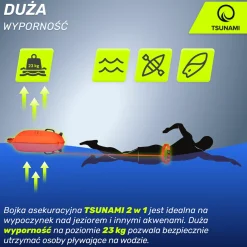 4FIZJO Bojka asekuracyjna do pływania z suchą kieszenią 2w1 TSUNAMI pomarańczowa Sale
