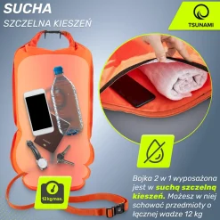 4FIZJO Bojka asekuracyjna do pływania z suchą kieszenią 2w1 TSUNAMI pomarańczowa Sale