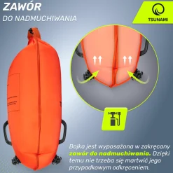 4FIZJO Bojka asekuracyjna do pływania z suchą kieszenią 2w1 TSUNAMI pomarańczowa Sale