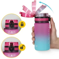 4FIZJO Butelka motywacyjna na wodę 0,5 L różowa Niebieski / Różowy Discount