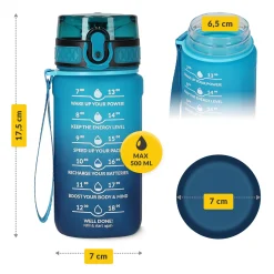 4FIZJO Butelka motywacyjna na wodę 0,5 L niebieska Niebieski Discount