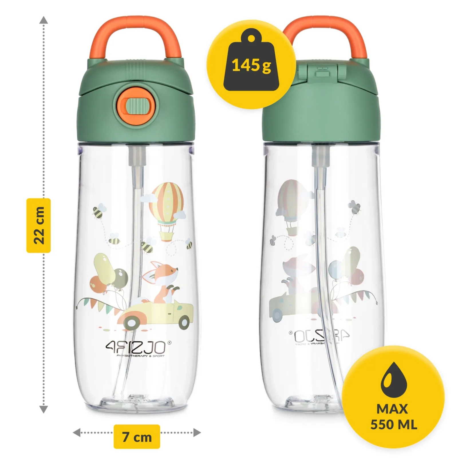 4FIZJO Butelka na wodę dla dzieci BALONY 550 ml New
