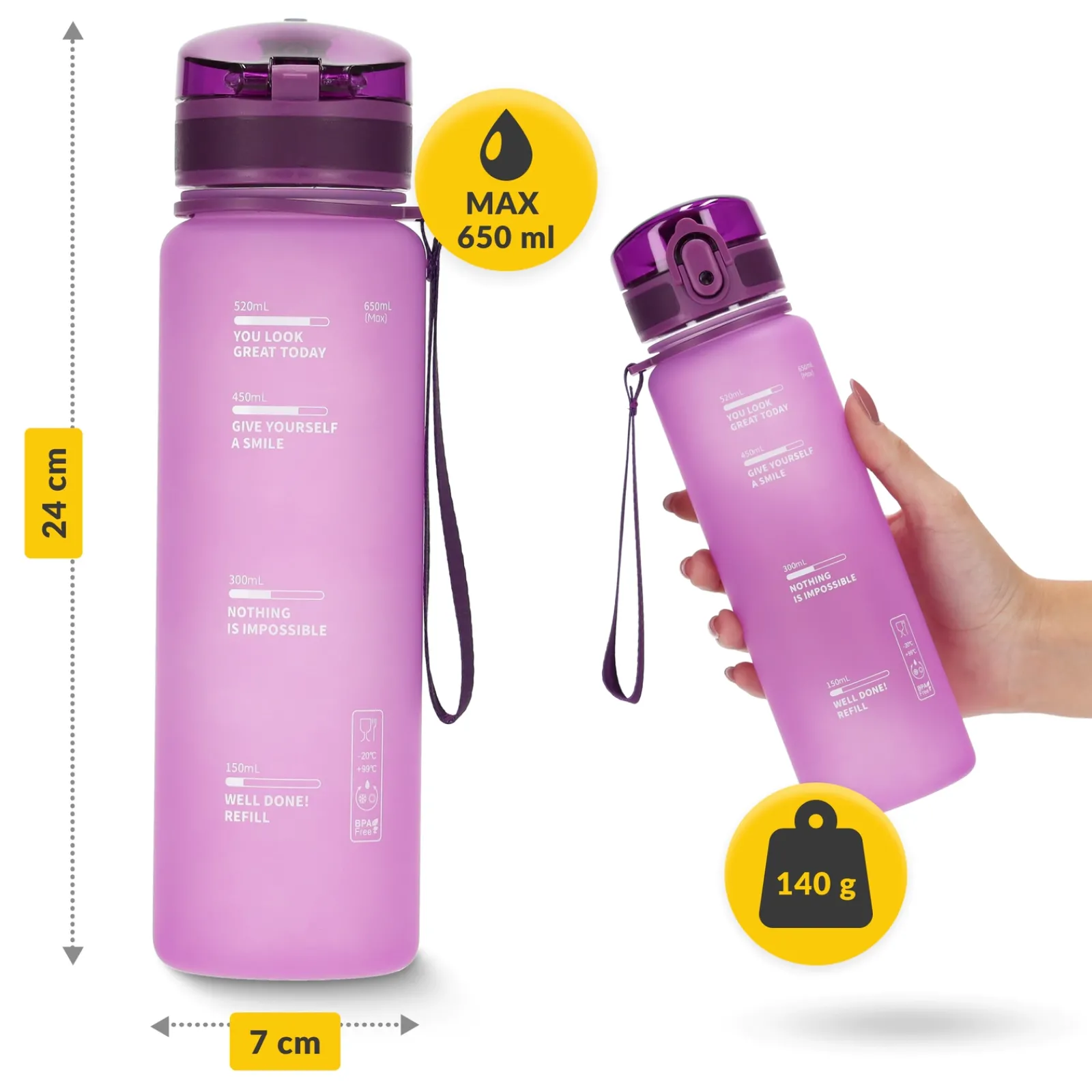 4FIZJO Butelka sportowa na wodę 650 ml różowa Discount