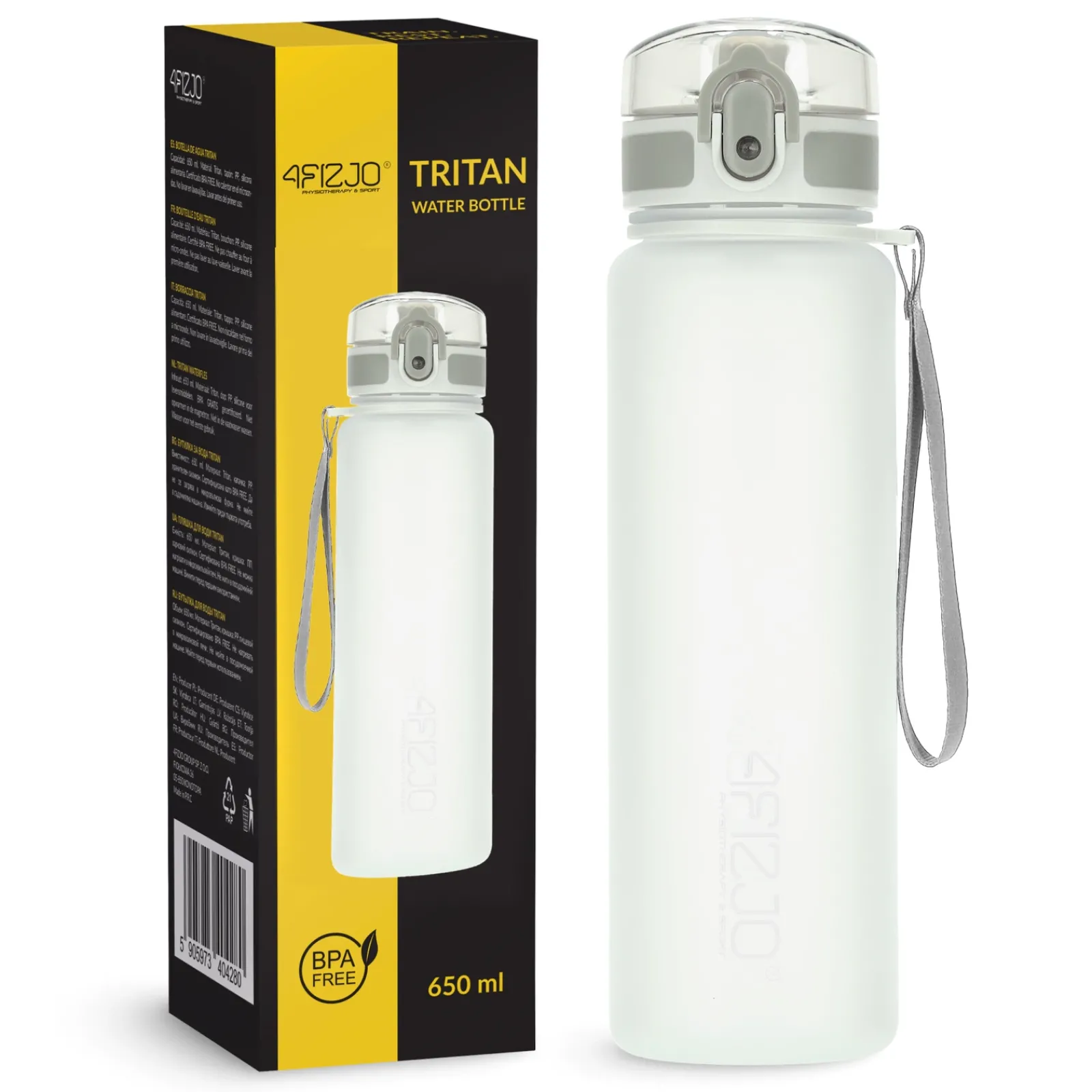 4FIZJO Butelka sportowa na wodę 650 ml szara