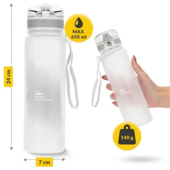 4FIZJO Butelka sportowa na wodę 650 ml szara