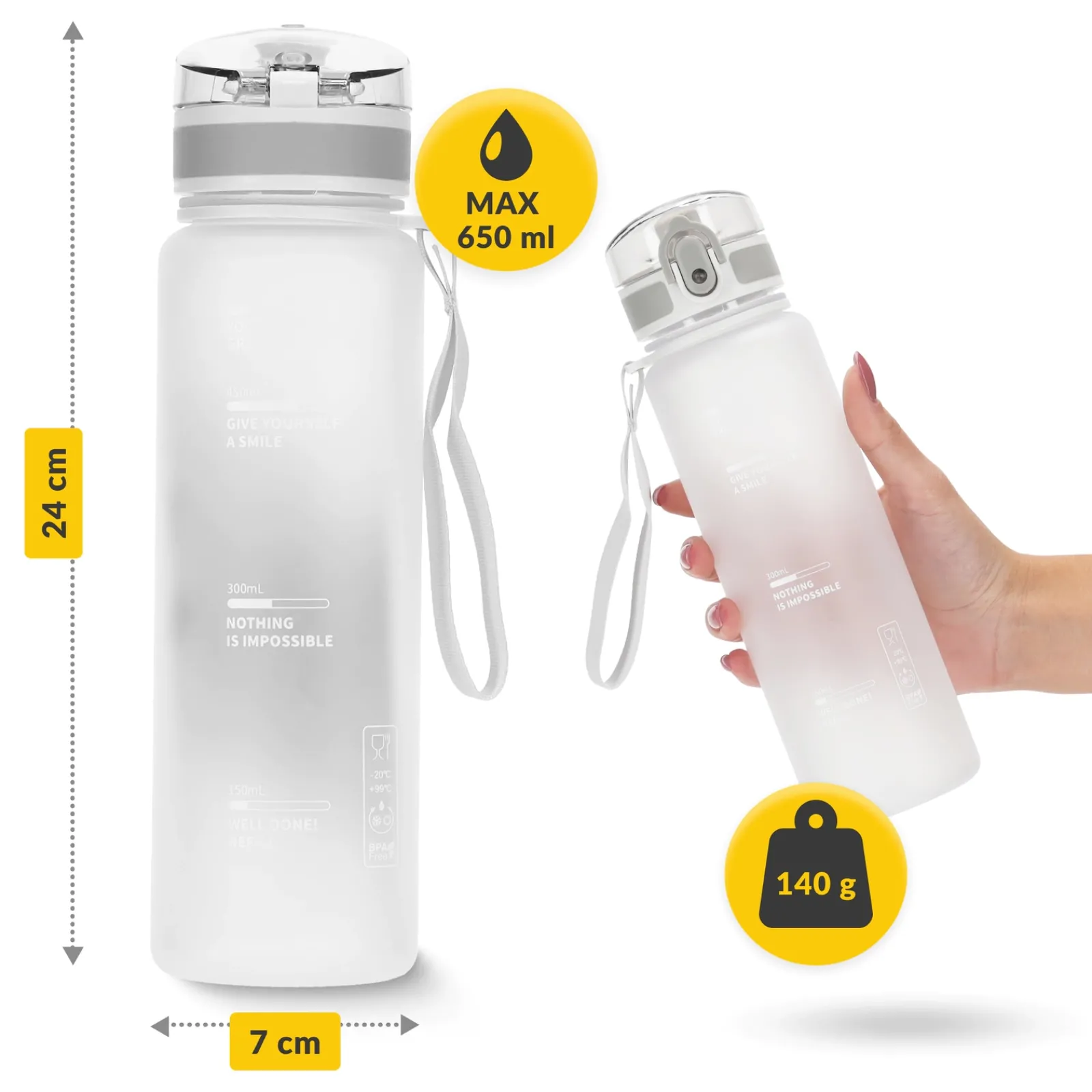 4FIZJO Butelka sportowa na wodę 650 ml szara