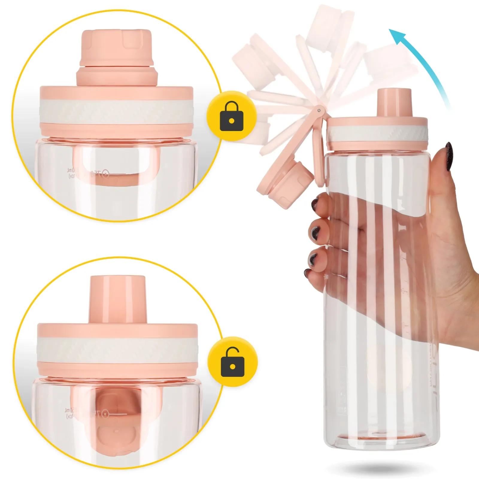 4FIZJO Butelka sportowa na wodę 850 ml różowa New
