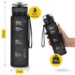 4FIZJO Butelka sportowa na wodę 650 ml czarna