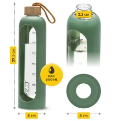 4FIZJO Butelka szklana na wodę 1 L zielona New