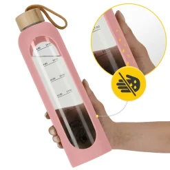 4FIZJO Butelka szklana na wodę 1 L różowa Clearance