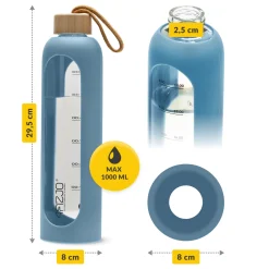 4FIZJO Butelka szklana na wodę 1 L niebieska Discount