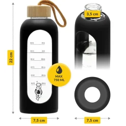 4FIZJO Butelka szklana na wodę 750 ml czarna New