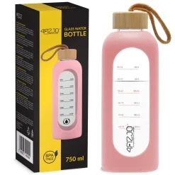 4FIZJO Butelka szklana na wodę 750 ml różowa New