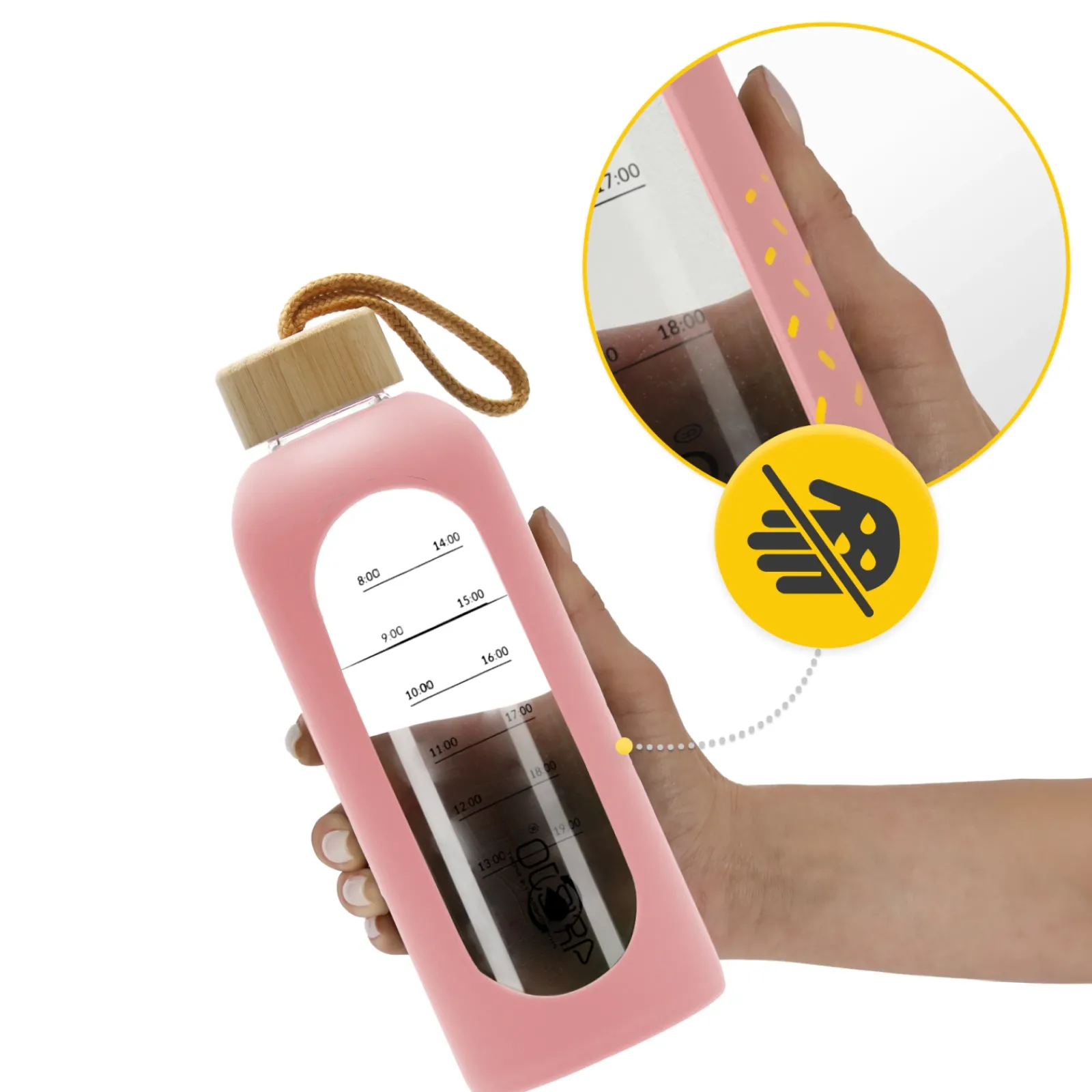 4FIZJO Butelka szklana na wodę 750 ml różowa New