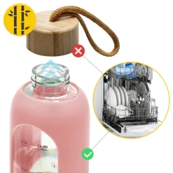 4FIZJO Butelka szklana na wodę 750 ml różowa New