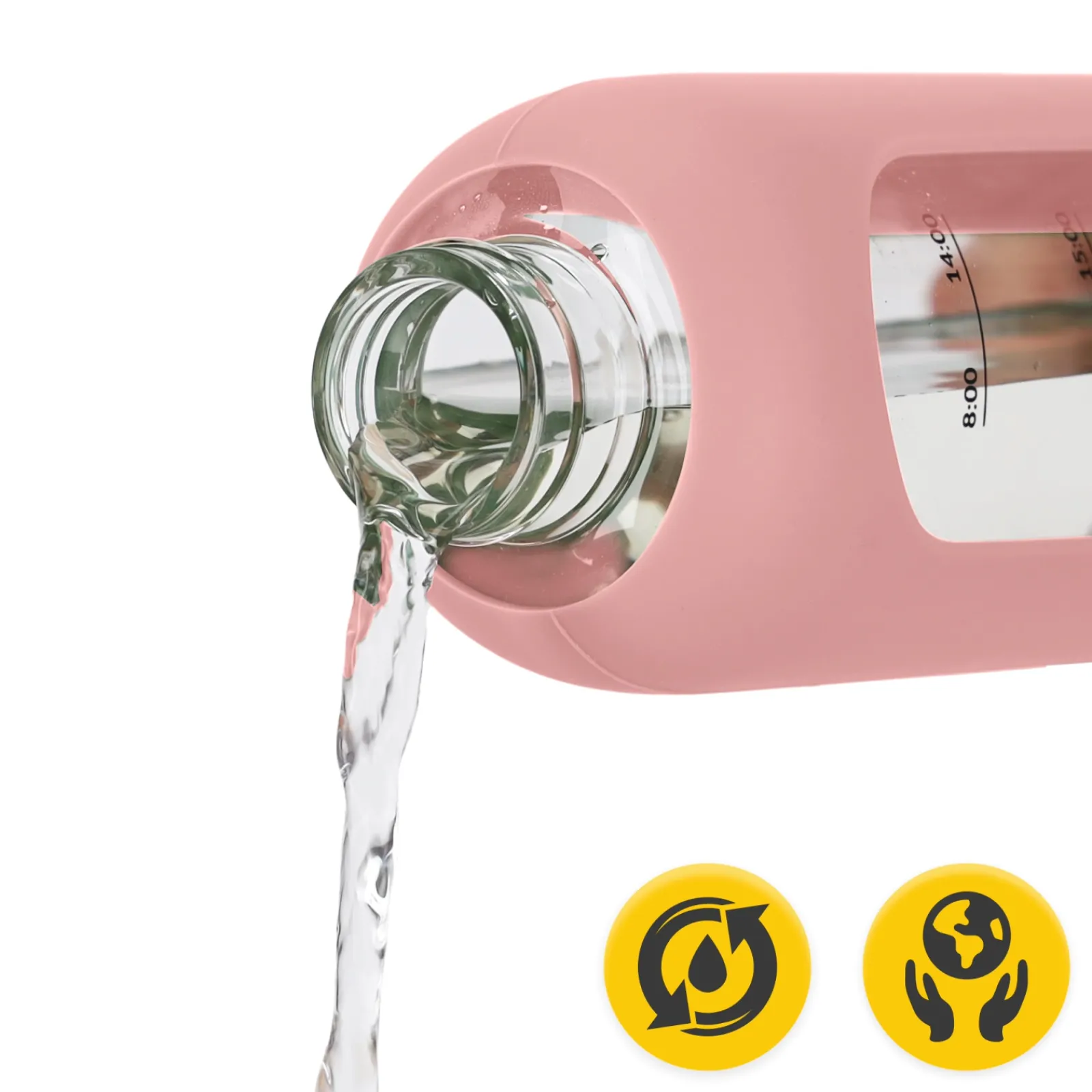 4FIZJO Butelka szklana na wodę 750 ml różowa New