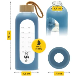 4FIZJO Butelka szklana na wodę 750 ml niebieska