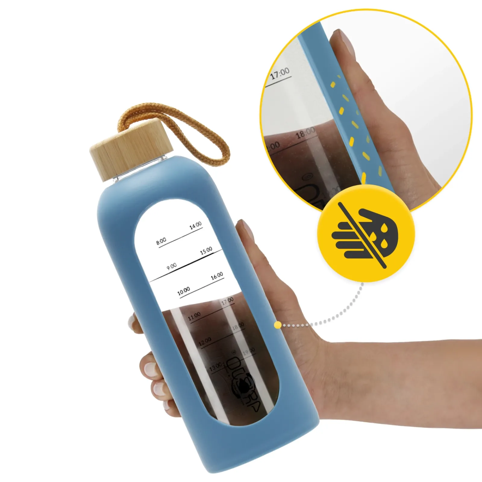 4FIZJO Butelka szklana na wodę 750 ml niebieska