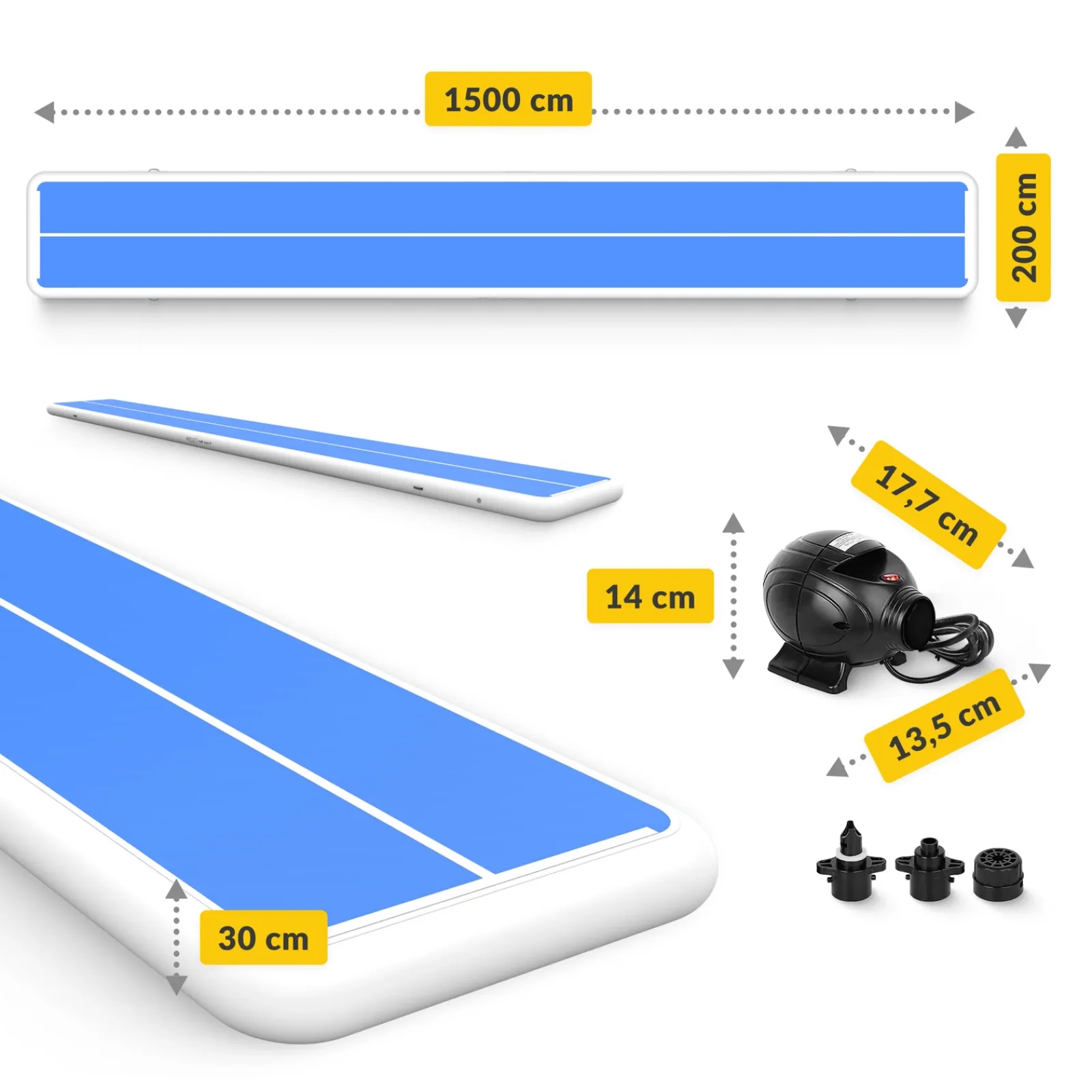 4FIZJO Ścieżka akrobatyczna AIR MAT PRO 15 x 2 x 0,3 m z pompką Best