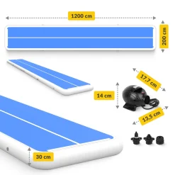 4FIZJO Ścieżka akrobatyczna AIR MAT PRO 12 x 2 x 0,3 m z pompką Hot