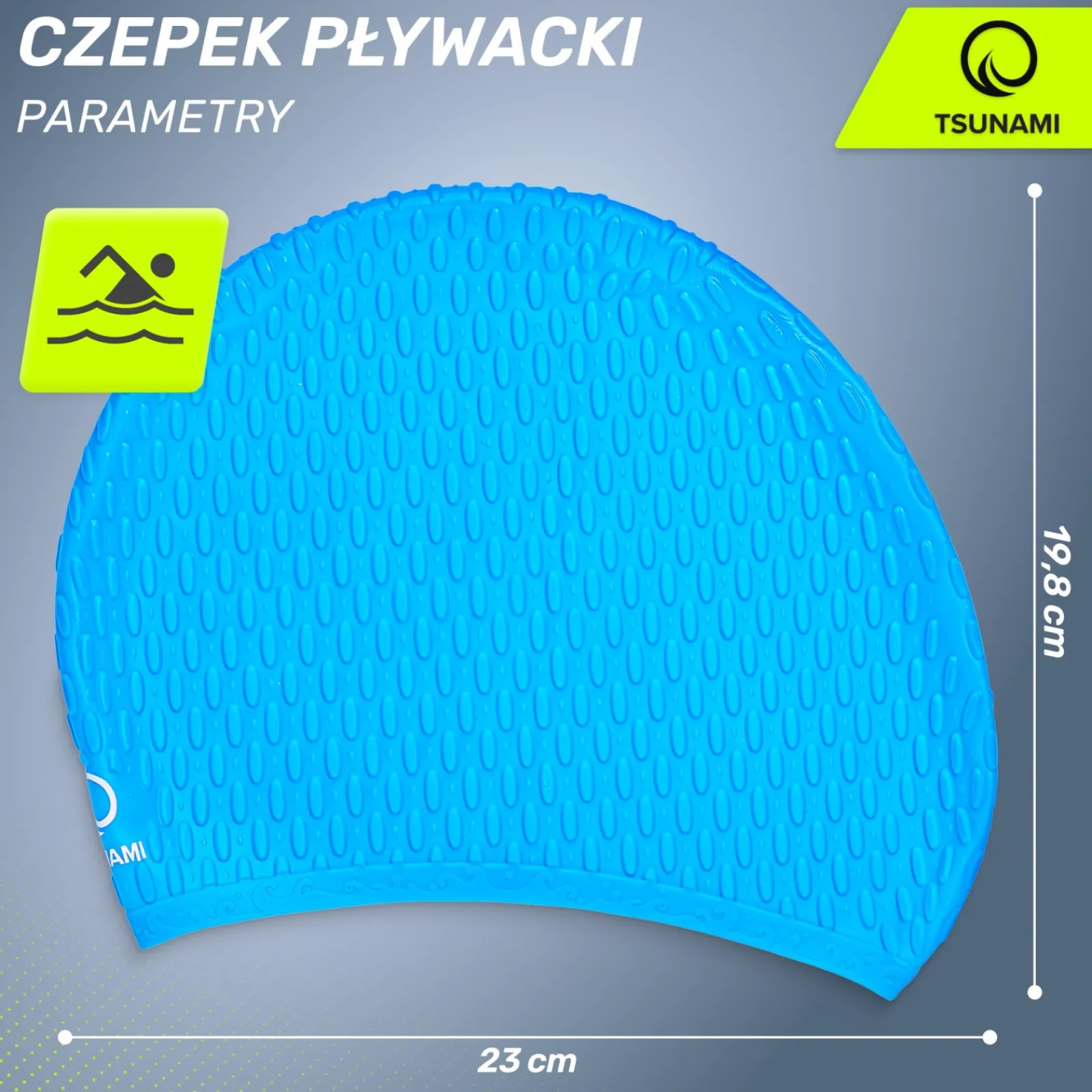 4FIZJO Czepek na basen damski TSUNAMI TEXTURE niebieski Clearance