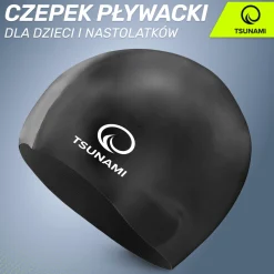4FIZJO Czepek na basen dla dzieci TSUNAMI czarny