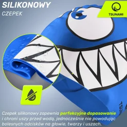 4FIZJO Czepek na basen dla dzieci TSUNAMI SHARK niebieski Hot