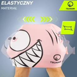 4FIZJO Czepek na basen dla dzieci TSUNAMI SHARK różowy Hot