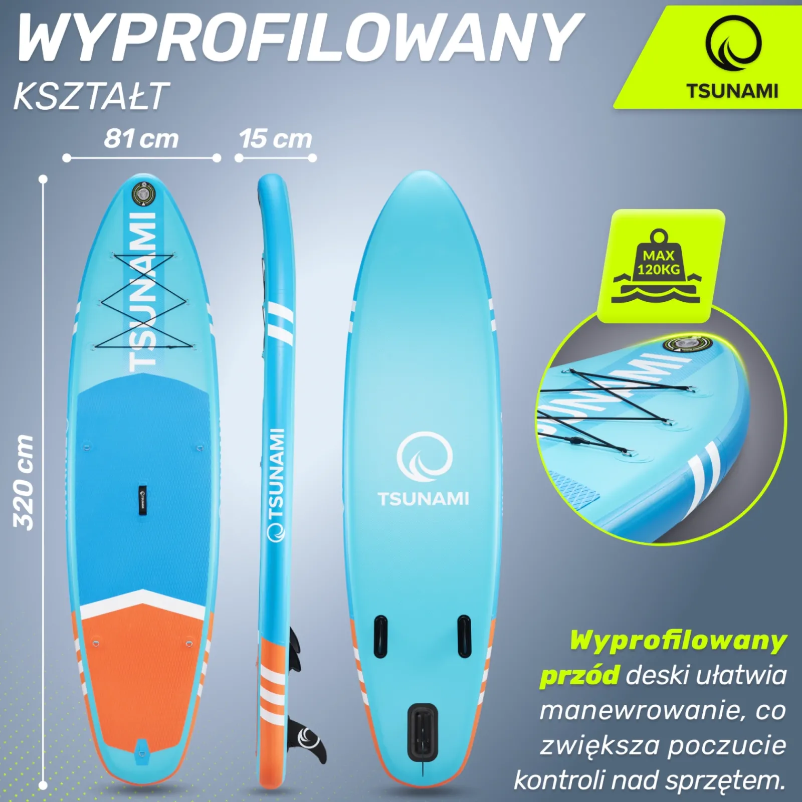 4FIZJO Deska SUP TSUNAMI paddle board 320 cm T02 New