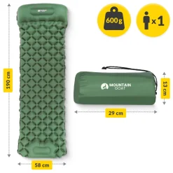 4FIZJO Dmuchany materac turystyczny jednoosobowy samopompujący Mountain Goat khaki Sale