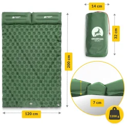 4FIZJO Dmuchany materac turystyczny dwuosobowy samopompujący Mountain Goat khaki Hot