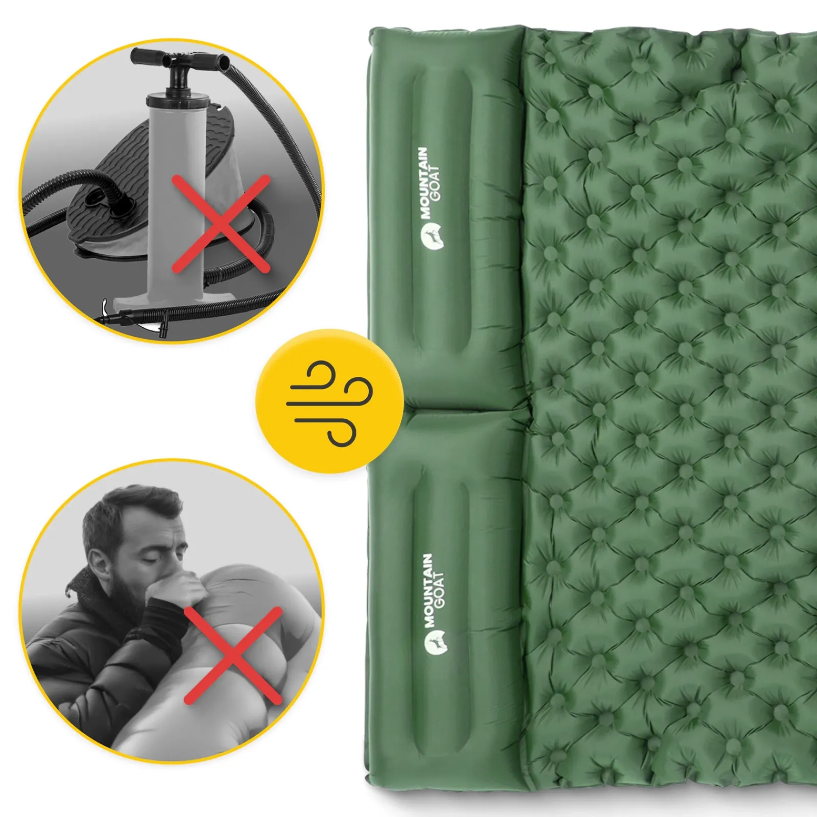 4FIZJO Dmuchany materac turystyczny dwuosobowy samopompujący Mountain Goat khaki Hot