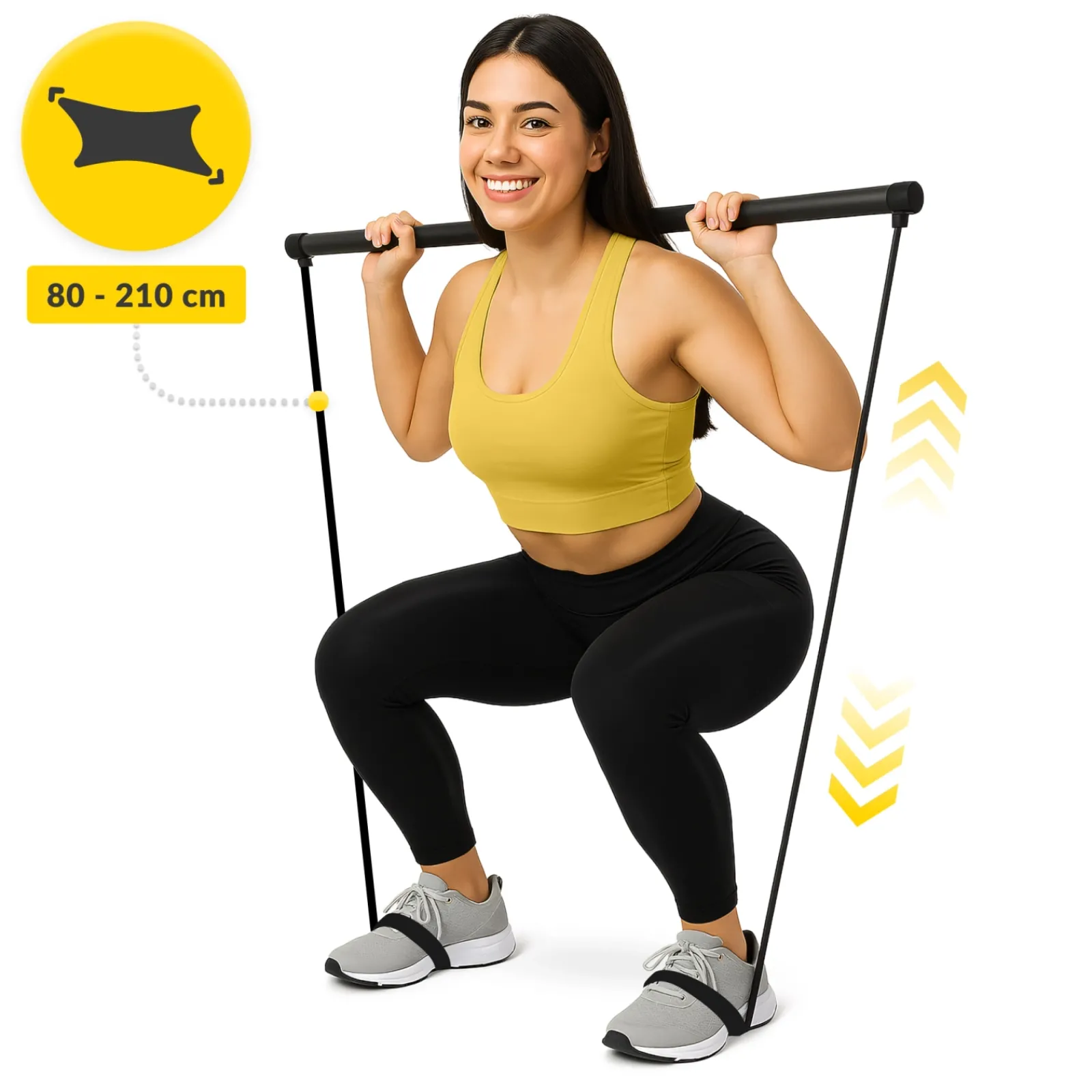 4FIZJO Drążek treningowy do pilatesu z ekspanderami czarny Best