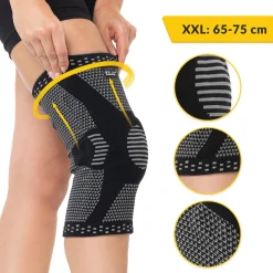 4FIZJO Elastyczna opaska na kolano ze stabilizacją rzepki XXL szara Czarny / Szary Sale