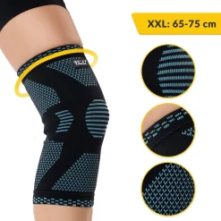 4FIZJO Elastyczna opaska na kolano XXL niebieska Czarny / Niebieski New