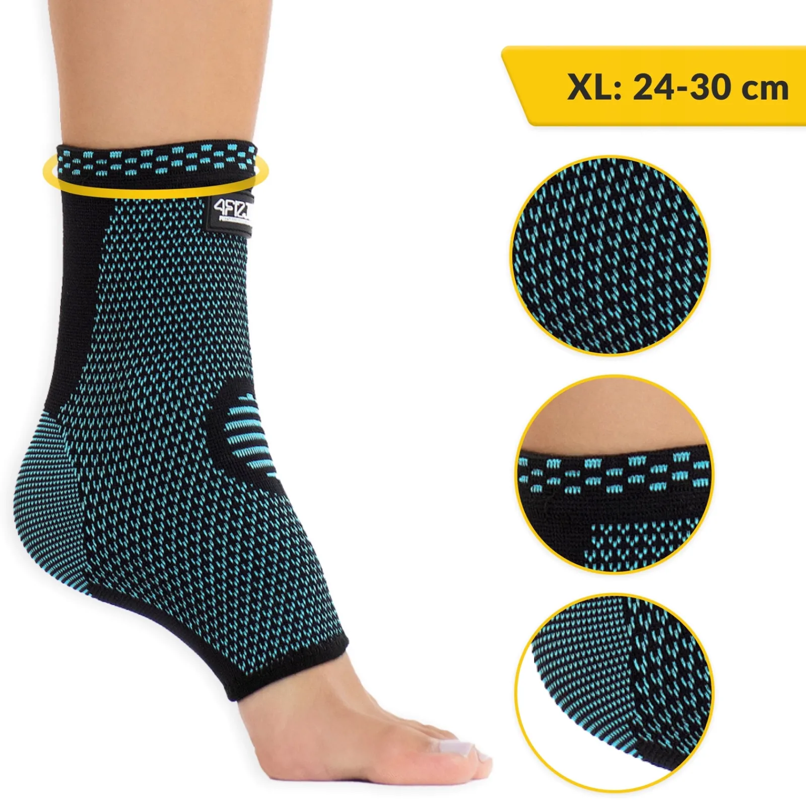 4FIZJO Elastyczna opaska stawu skokowego XL niebieska Czarny / Niebieski Clearance