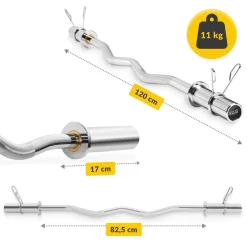4FIZJO Gryf olimpijski lekko łamany 120 cm z łożyskami - 10 kg Outlet