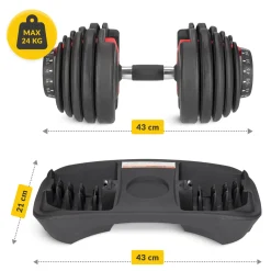 4FIZJO Hantel regulowany do ćwiczeń Premium 24 kg Discount