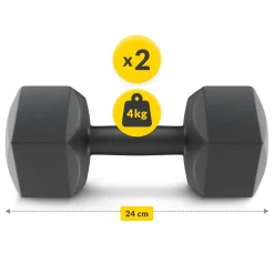 4FIZJO Hantelki bitumiczne do ćwiczeń 2 x 4 kg Outlet