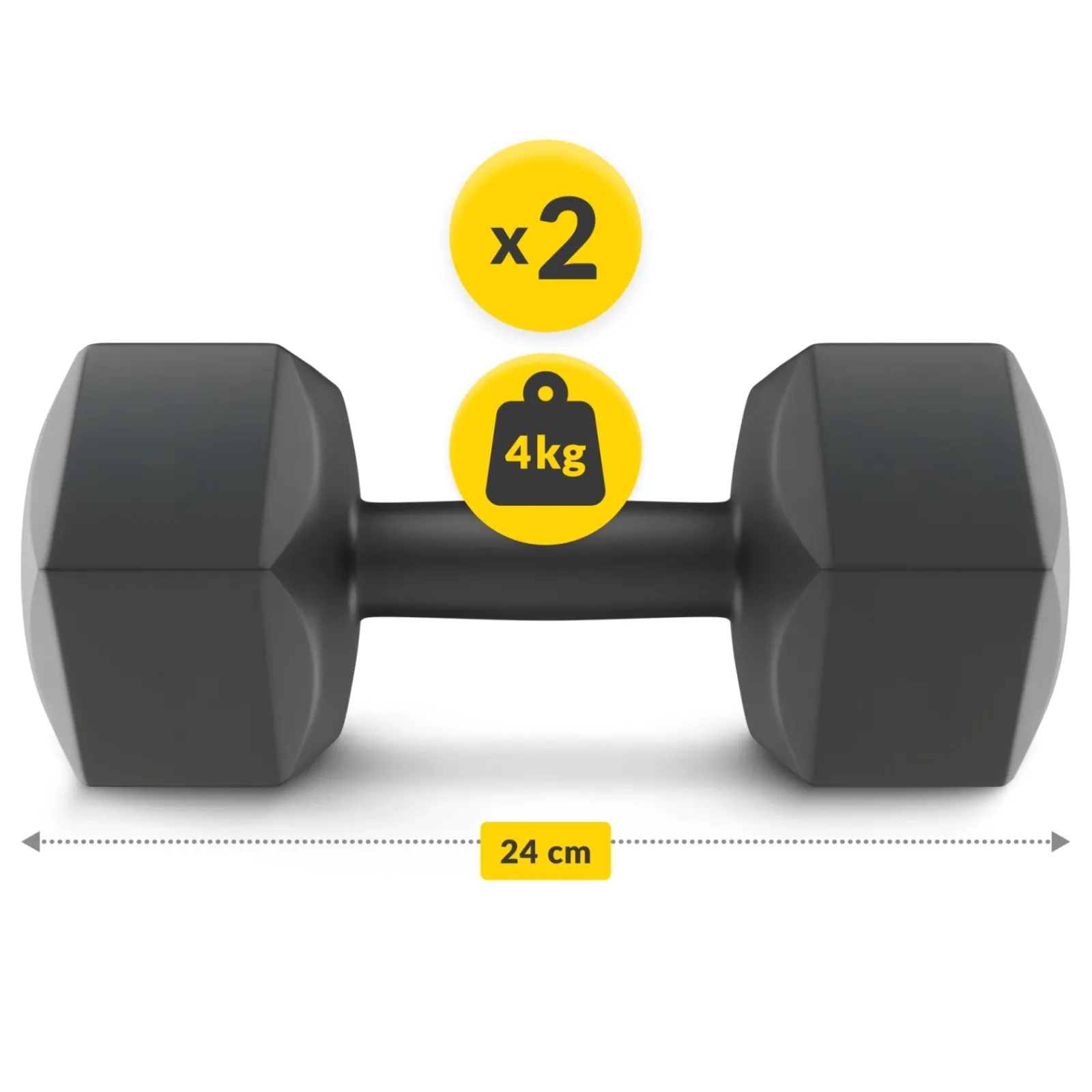 4FIZJO Hantelki bitumiczne do ćwiczeń 2 x 4 kg Outlet