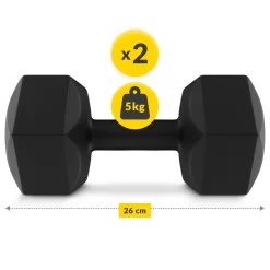4FIZJO Hantelki bitumiczne do ćwiczeń 2 x 5 kg