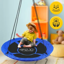4FIZJO Huśtawka ogrodowa dla dzieci XL Bocianie Gniazdo 110 cm Czarny / Niebieski Discount