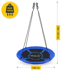 4FIZJO Huśtawka ogrodowa dla dzieci L Bocianie Gniazdo 100 cm Czarny / Niebieski Discount