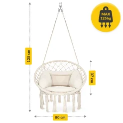 4FIZJO Huśtawka ogrodowa z poduszką BOHO beżowa Hot