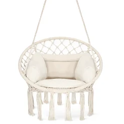 4FIZJO Huśtawka ogrodowa z poduszką BOHO beżowa Hot